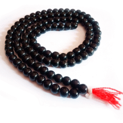 Black Hakik Mala for Pooja, Meditation, and Jaap (108+1 Beads)
